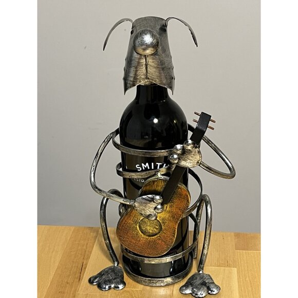 Metal Wine Bottle Holder - Dog Playing Guitar - Picture 2 of 6